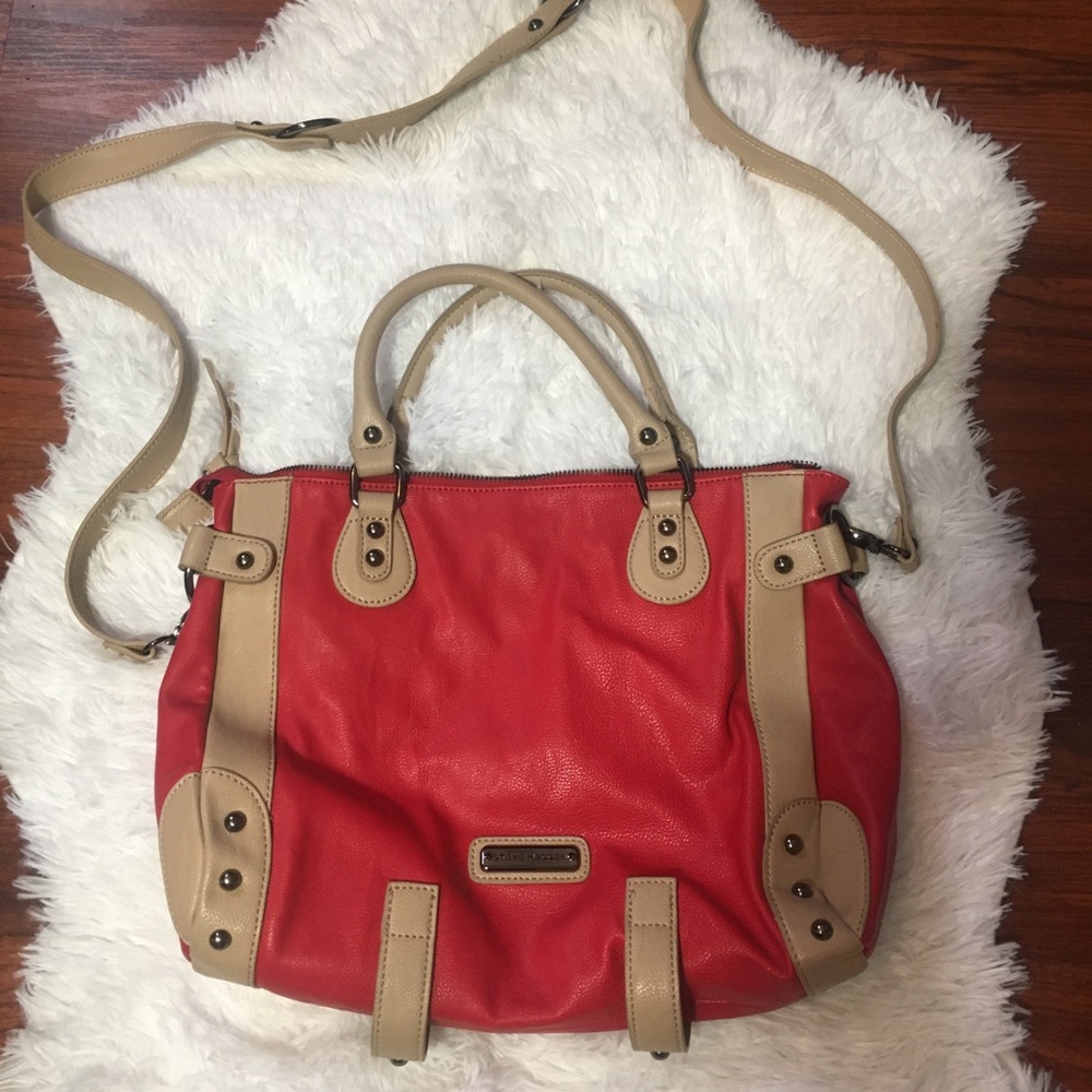 Steve Madden Red/Tan Satchel Purse